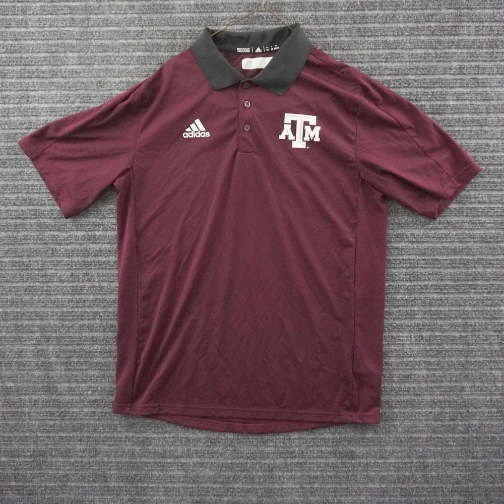 Adidas Texas A&M Aggies Polo Shirt Mens Size M Maroon Climalite Performance
